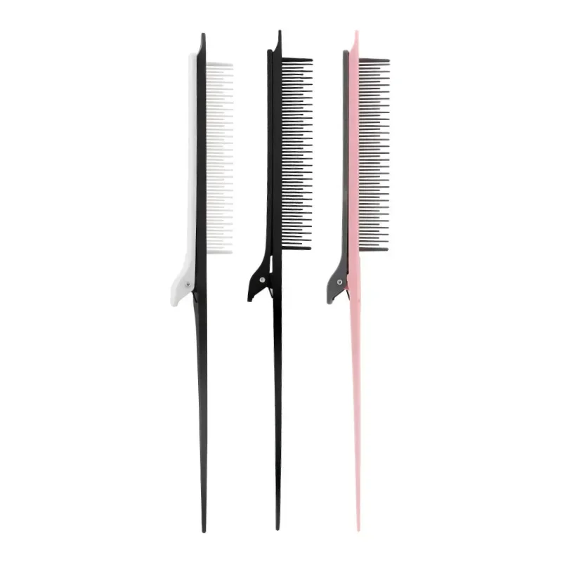 Point-tail Highlight Comb High-gloss Comb Point-tail Plastic Comb Hair Salon Color Brush Styling Tool Weave With Hair Clip