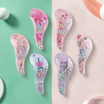 Śliczne dzieci grzebień fryzjerski dla dzieci masaż przeciw węzłom płynący koralik grzebień do włosów dzieci dziewczyny element ubioru makijaż zabawki prezenty