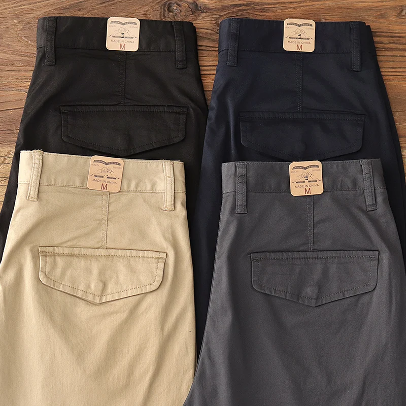 

Summer Thin Men's Khaki Casual Pants Elastic Straight Leg Cone ape Dad's All-Match Lightweight Breathable Cotton Trousers
