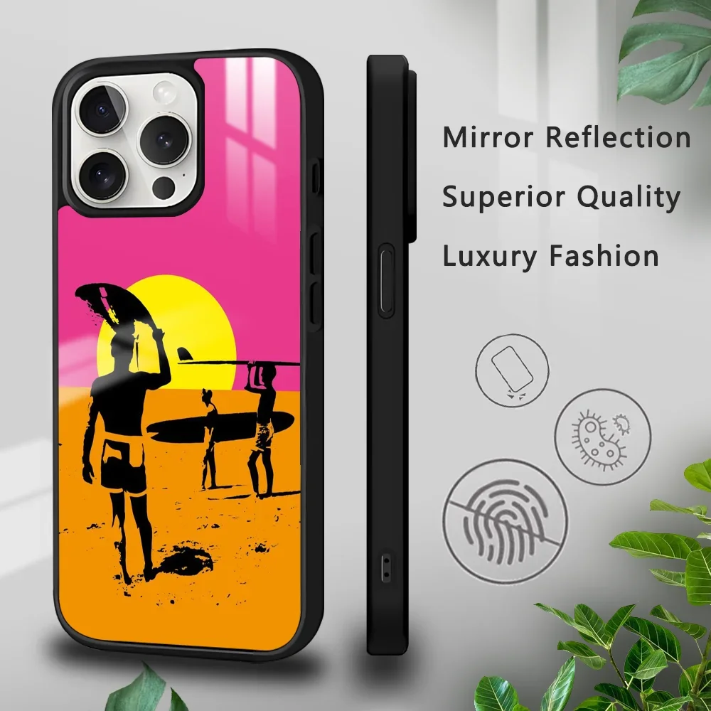 Surfboard Surfing Art Phone Case For iPhone 16 15 14 13 12 11 Pro Xs Max Mini Plus Celulares Hard Funda Dropshipping