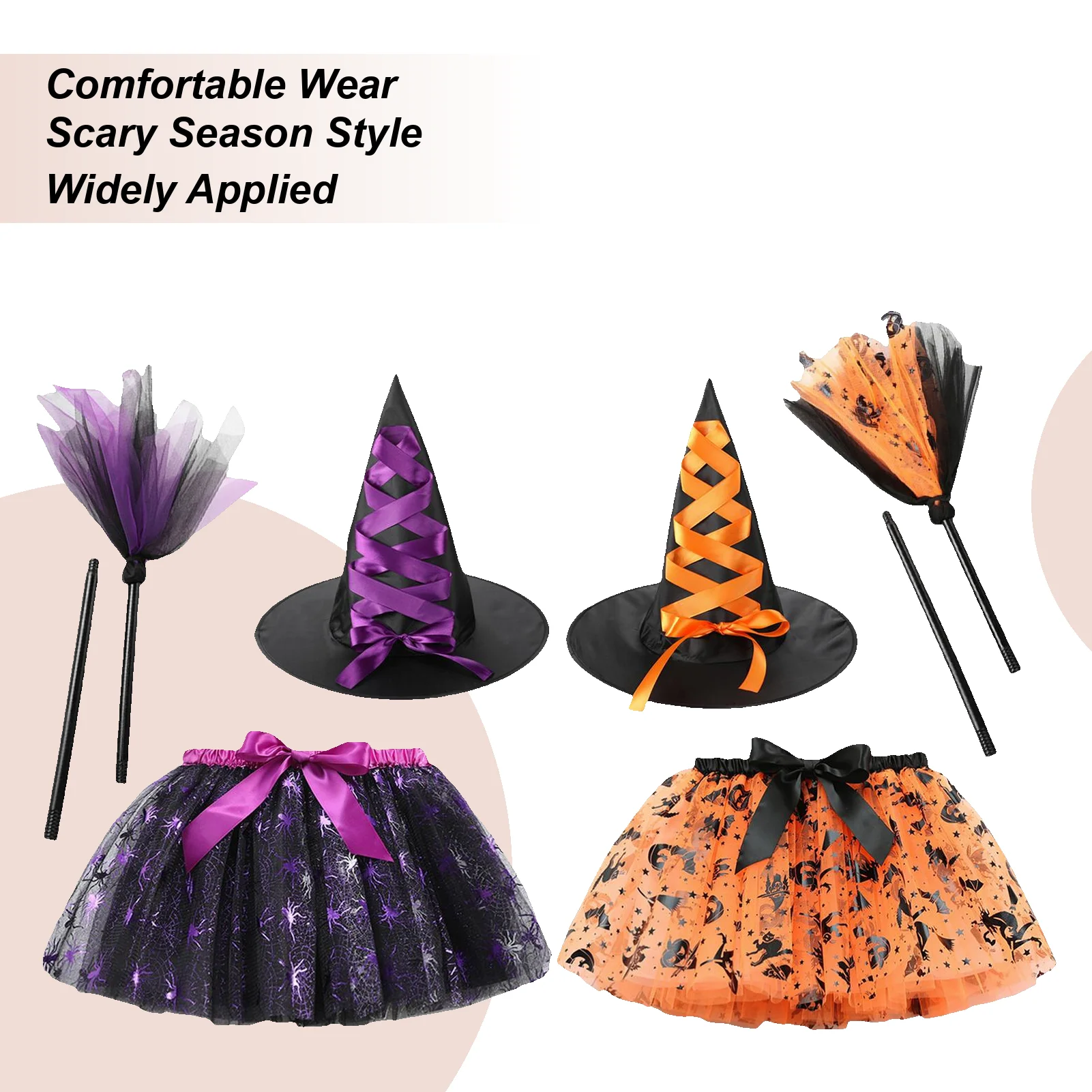 

Halloween Girls Tutu Dress Halloween Kids Witch Costume Dress Set Breathable Clothes Party Supplies For Dress Up Events Birthday