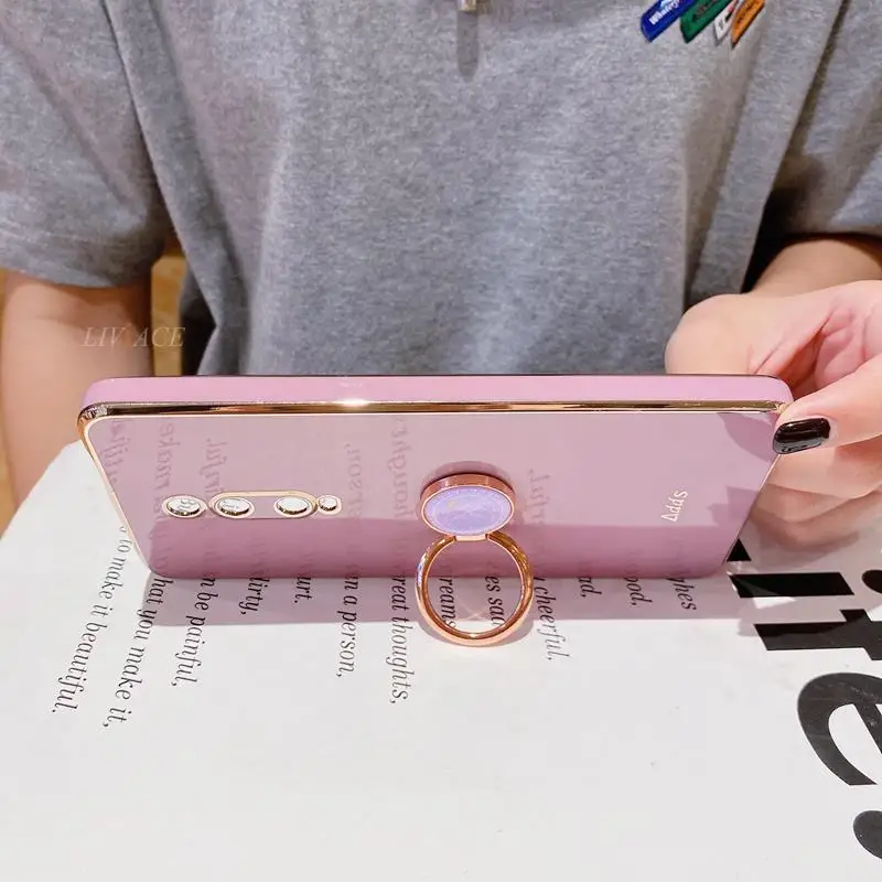 Ring Holder Plating Silicone Phone Stand Case On For Huawei P30 P40 P20 Lite Pro Plus P smart 2019 psmart Z Plus 2018 Cover