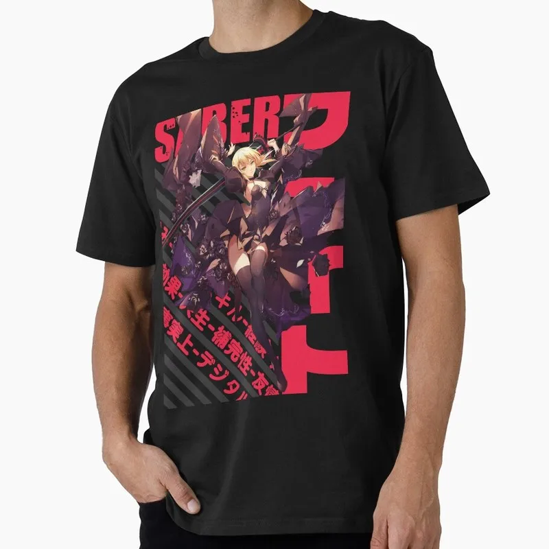 Saber Alter Fate Stay Night Anime Graphic T-Shirt Japanese Anime Manga Vintage Print Unisex Short Sleeve Casual Streetwear Tee