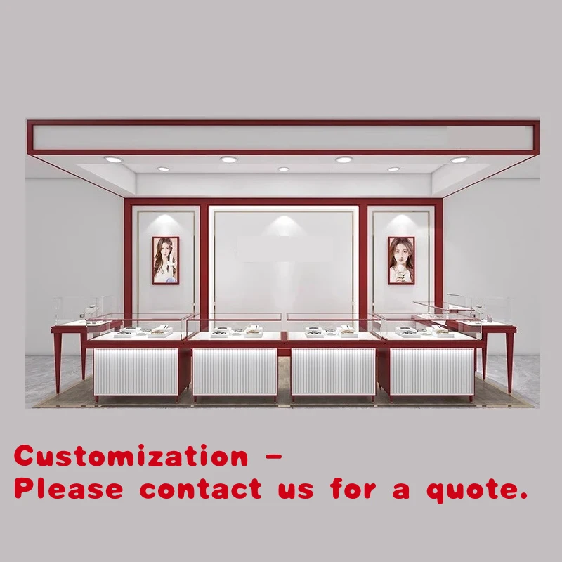 Custom. Whole Shop Design Jewelry Display Cabinet LED Green Tempered Glass Stainless Steel Customizable Shelving Jewelry