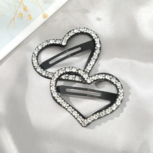 Imagen 1 del producto Horquilla dulce con forma de corazón, pasador, pinzas para el cabello con diamantes de imitación brillantes, accesorios para el cabello con temperamento