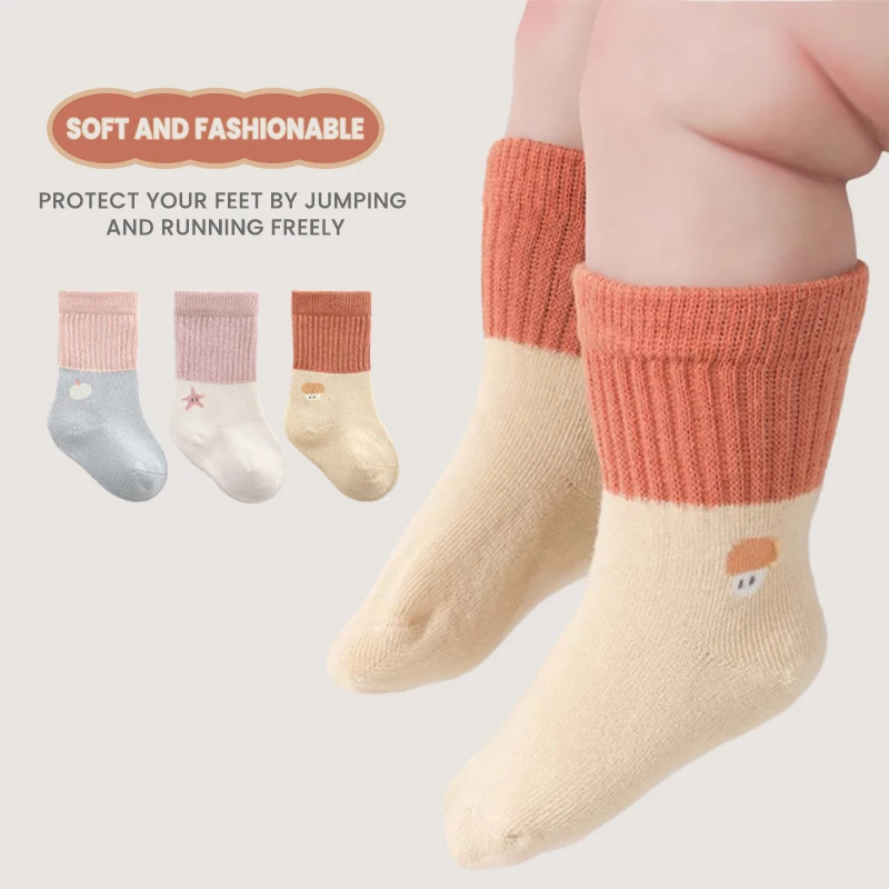 

3Pairs 0-5Years Toddlers Spring Autumn Cotton Newborn Socks High Elasticity No Tightness On Legs Cotton Infant Socks