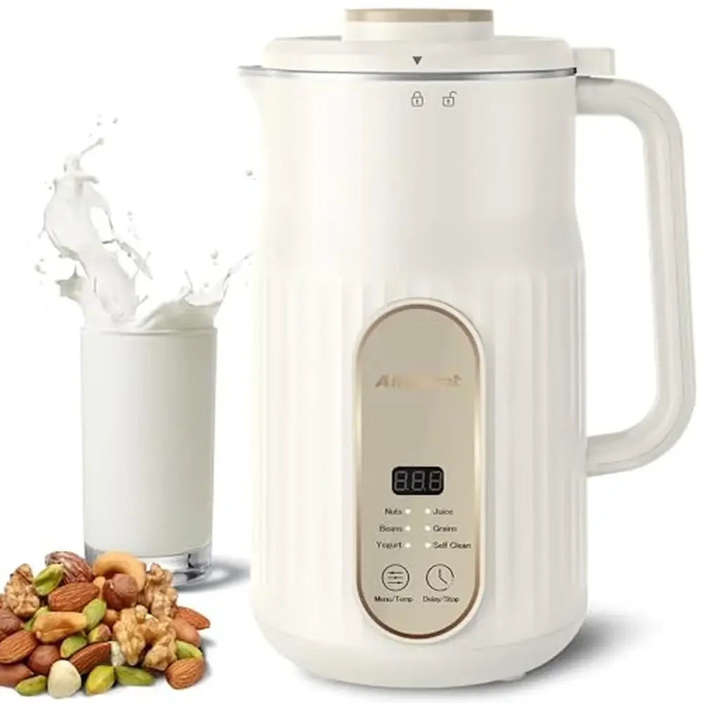 Automatic Nut Milk Maker Machine with 5 Modes/35OZ Capacity Homemade Almond Soy Oat Milk Powerful Motor and Food-Grade Materials