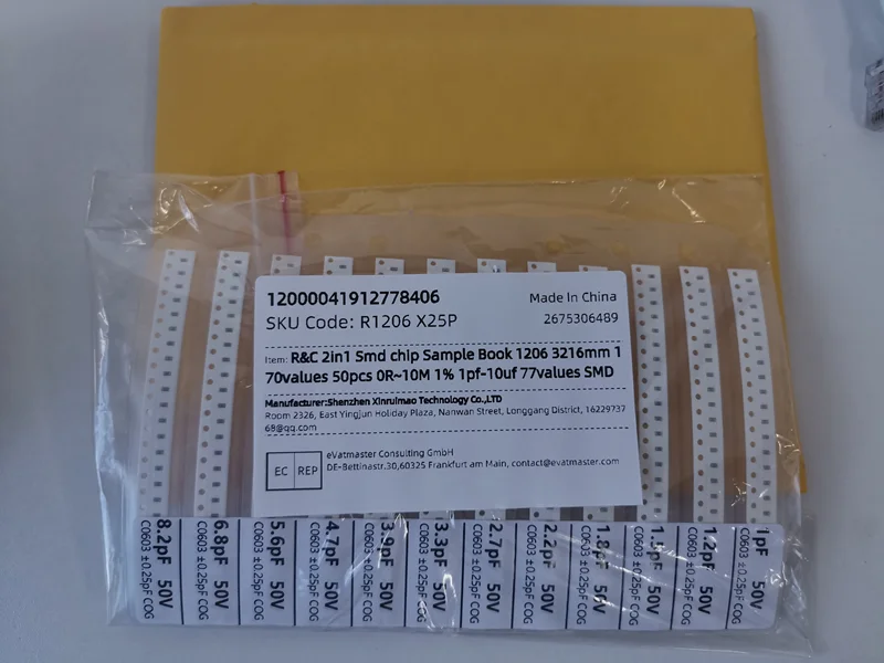 Capacitor kit 0201 0402 0603 0805 1206  smd Capacity Page each value*25PCS Sample Kit Capacitor 470nf 1nf 10nf 1uf 10uf 22uf