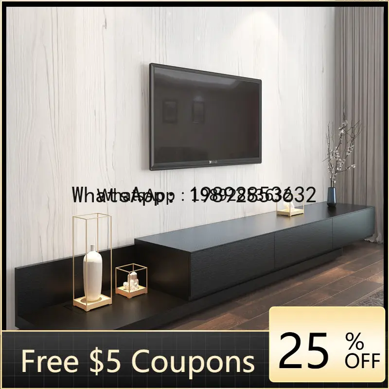 

Z1 TV Cabinet and Coffee Table Set Black Walnut Color Extendable TV Stand Modern Simple Small Apartment Floor Cabinet