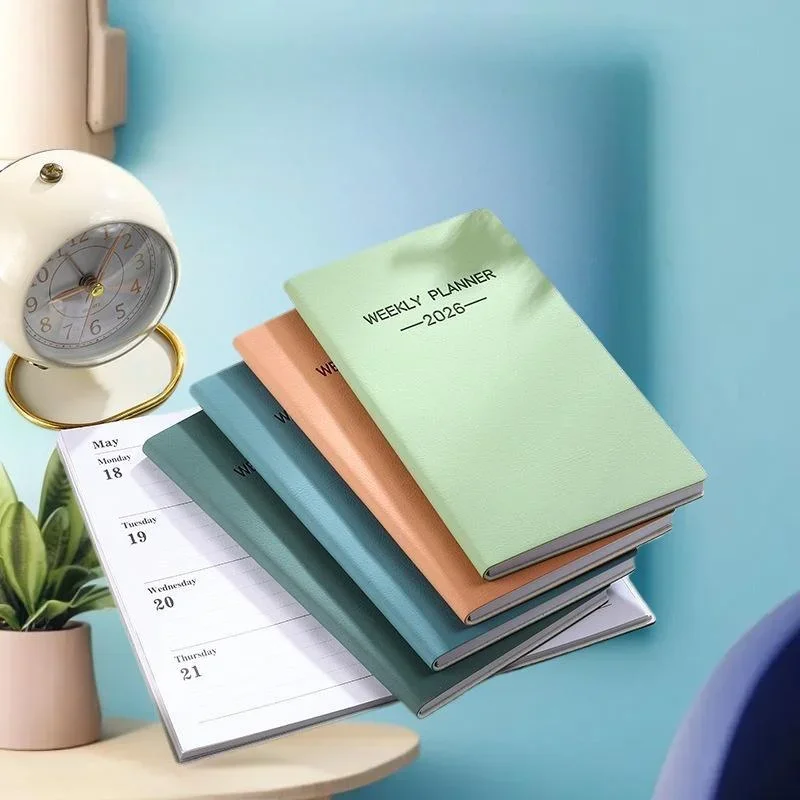 Agenda giornaliera formato A6 2026 da 1 pezzo, calendario in pelle a colori Morandi, 64 fogli, calendario settimanale sottile da 128 pagine