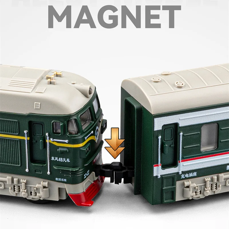 Alloy High-speed Train Car Model Diecast Rail Electric Bullet Train Metro Vehicles Model Sound and Light With Spray Kid Toy Gift