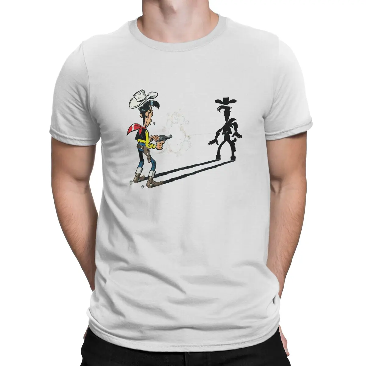 Lucky Luke Cartoon Cool Drawing T Shirt Polyester Grunge Men Tees Summer Clothing Harajuku O-Neck TShirt