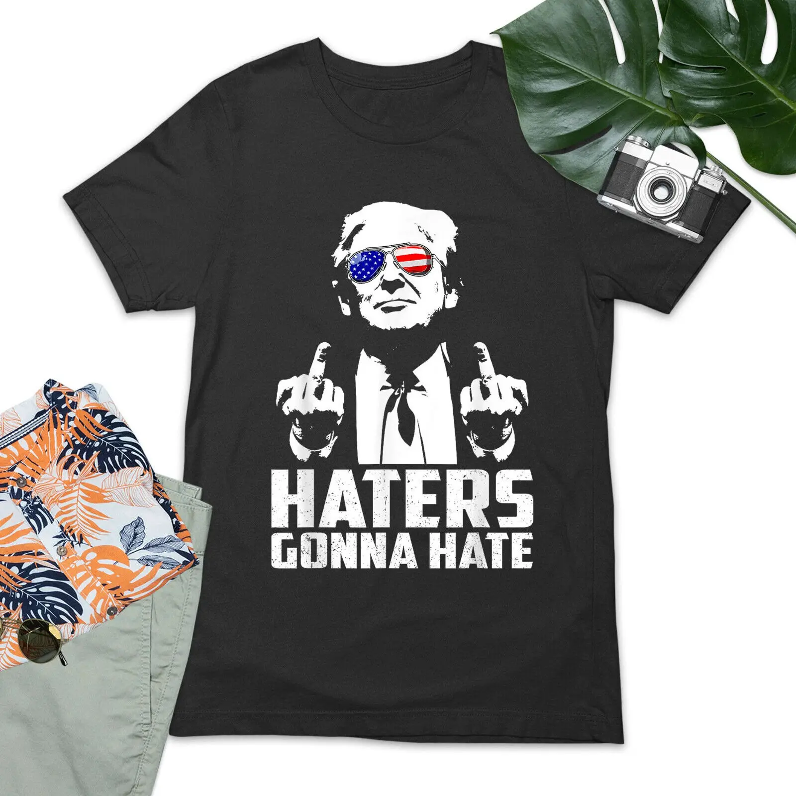 Funny Haters Gonna Hate Trump Middle Finger T-Shirt, You Missed, Trump MAGA Tee