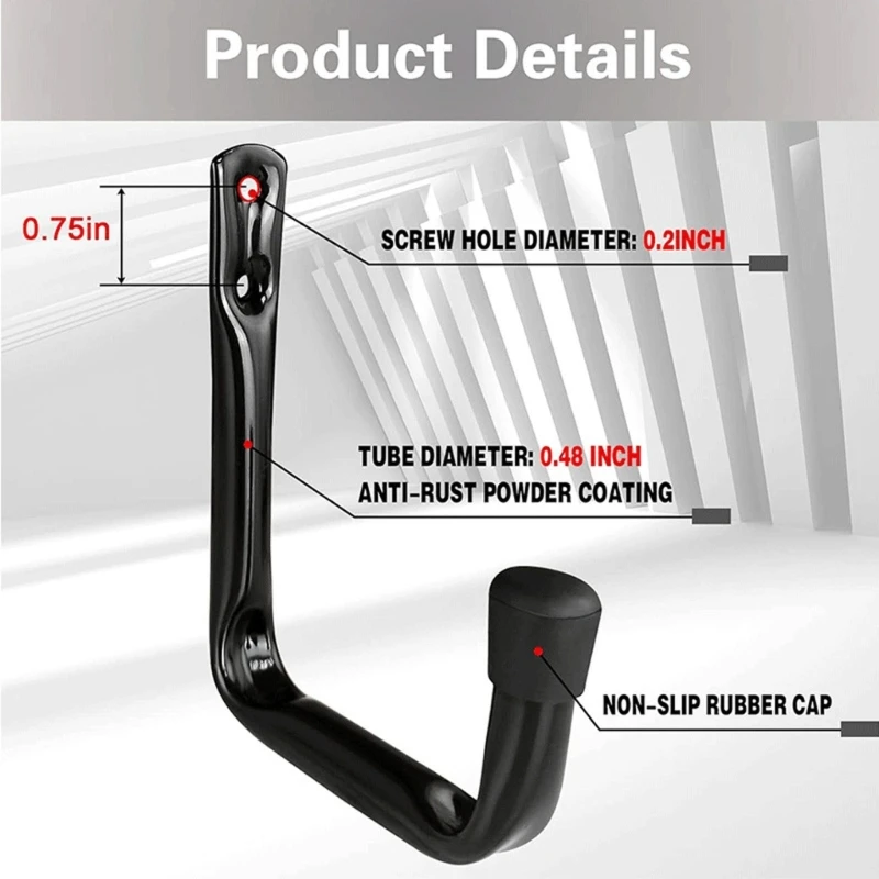 خطافات دراجة مثبتة على الحائط عالية السعة مكونة من 6 عبوات من الصلب المتين لتخزين أدوات الحدائق الثقيلة والدراجات A2BB