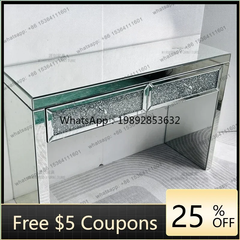 FF Entrance table Light luxury mirror dining table Bedroom dresser storage Multifunctional glass surface household
