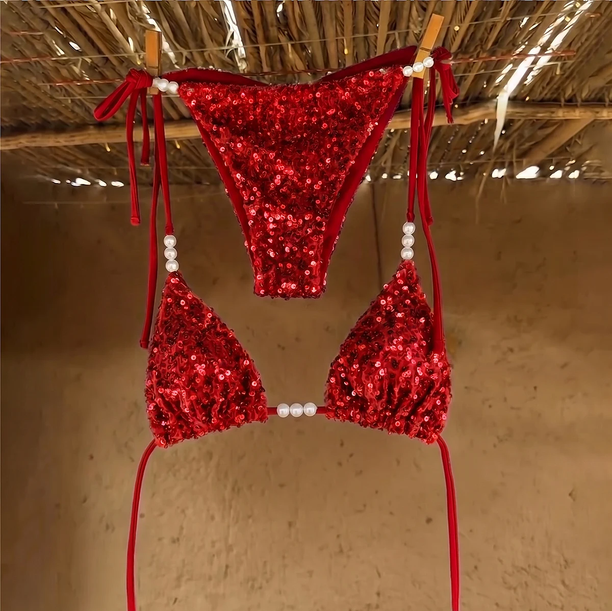 Shiny Bikinis Swimsuit Women Swimwear Bikini Set High Cut Bathing Suit Beachwear Resort Wear Summer Halter Micro Sequin Biquini