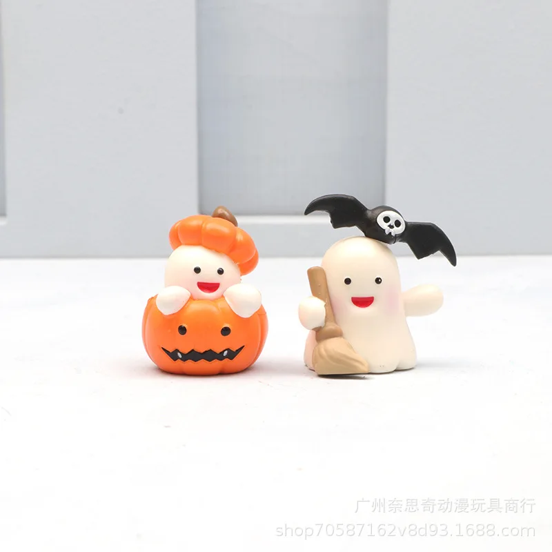 Leuke Witte Spook Halloween Thema Serie Spook Actiefiguren Micro-landschap Speelgoedmodellen Desktop Miniatuur Ornament Accessoires