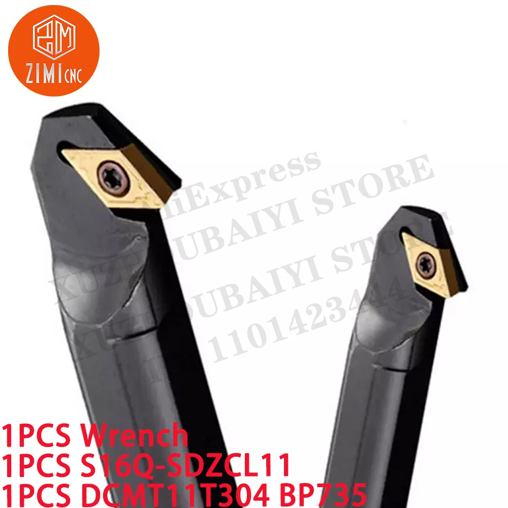 1PCS S16Q-SDZCL11 16mm lathe Internal Turning Tool Holder 93° + 1PCS DCMT11T304 BP735 Carbide Insert CNC tool metal cutting tool