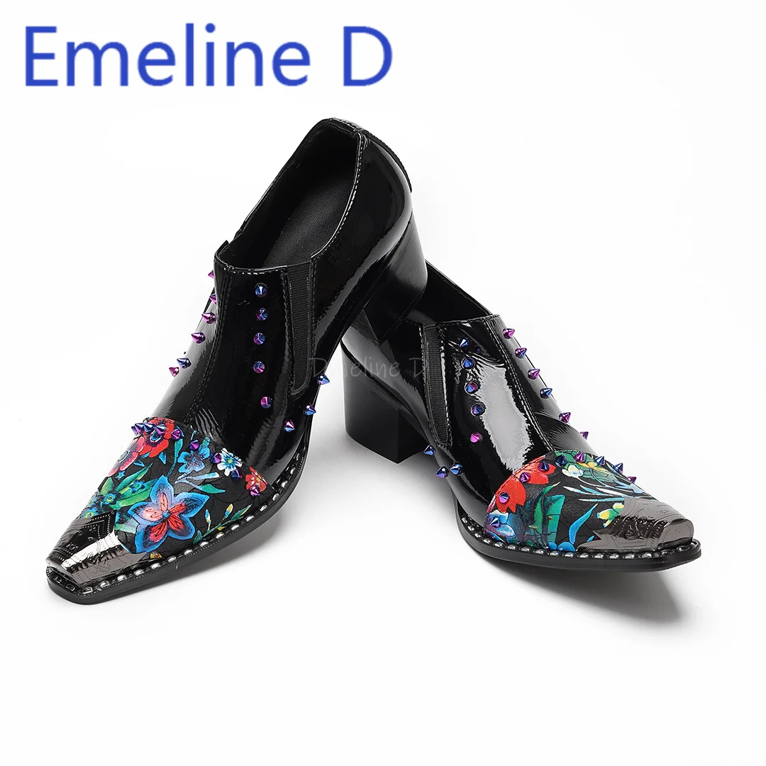 

Splicing Formal Leather Shoes New Personalized Pointed Fashion Men's Shoes Trendy Casual Versatile Nightclub Stage Walking Shoes