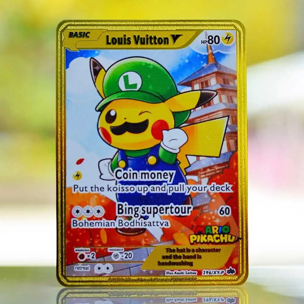 

Metal Pokémon Card Gold Pokemon Cards Tcg Mario Vmax Gyarados Gx Pikachu V Vstar Anime Board Games Playing Cards Kids Toys Gift