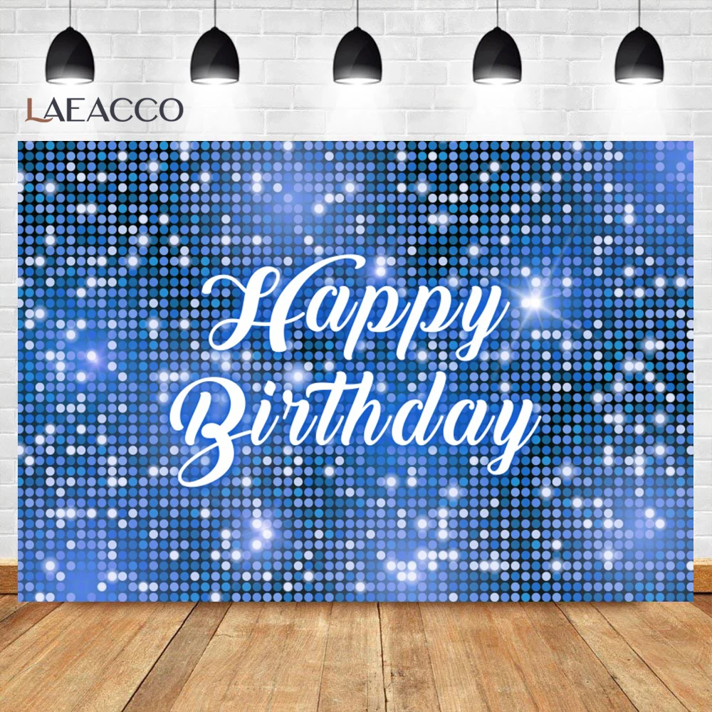 Colorful Spot Neon Background Happy Birthday Party Decoration Banner Adult Family Gathering Portrait Custom Photography Backdrop