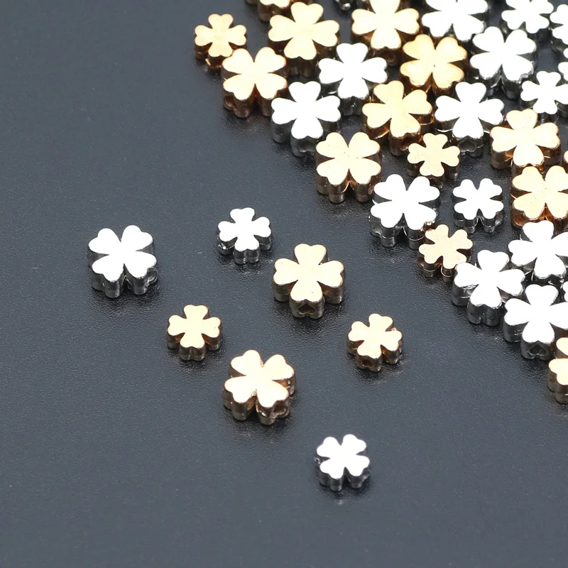 50/100Pcs 6/8mm Mixed Color Four Leaf Clover Plastic CCB Beads Spacer Beads For Jewelry Making Findings Bracelet Diy Accessories