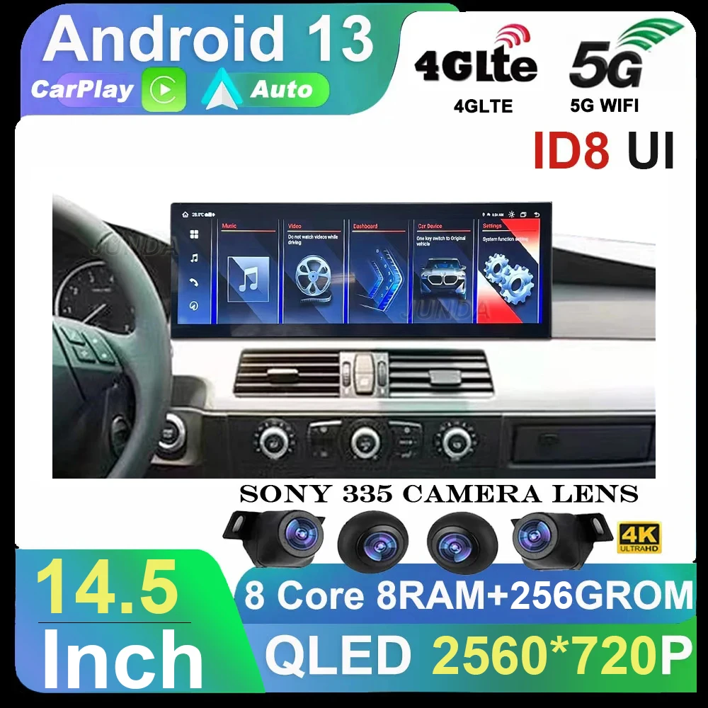 

New 14.5 Inch DSP Car Radio Video Player Multimedia GPS Navigation QLED Android 13 For BMW 5 Series E60 E61 CCC CIC System