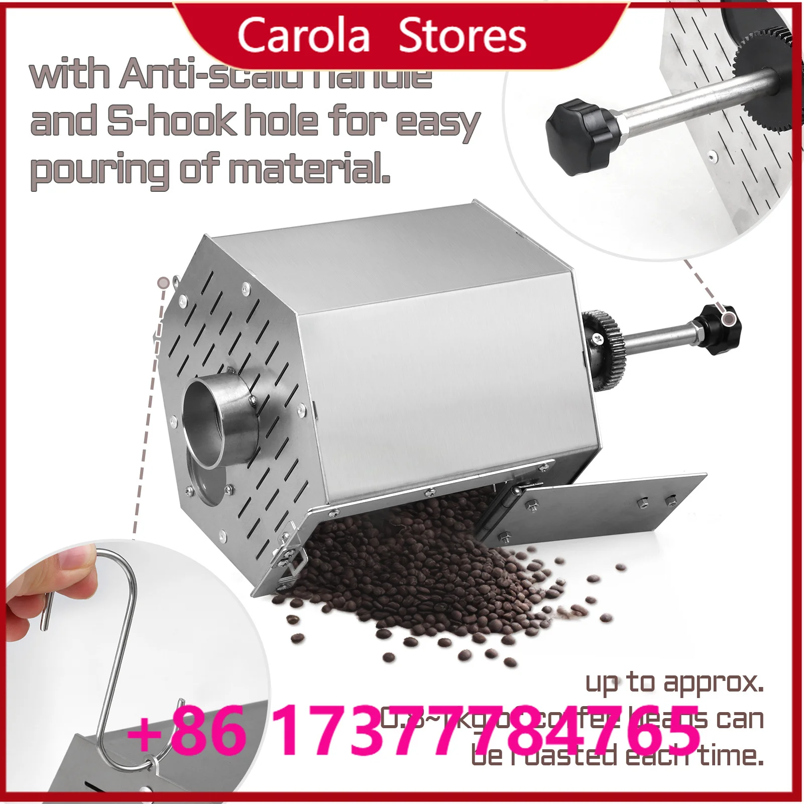 Mini Coffee Beans Roasting Baking hine 3.4 L Capacity Fuel Direct Fire Nuts Grain Soybean Beans Roaster