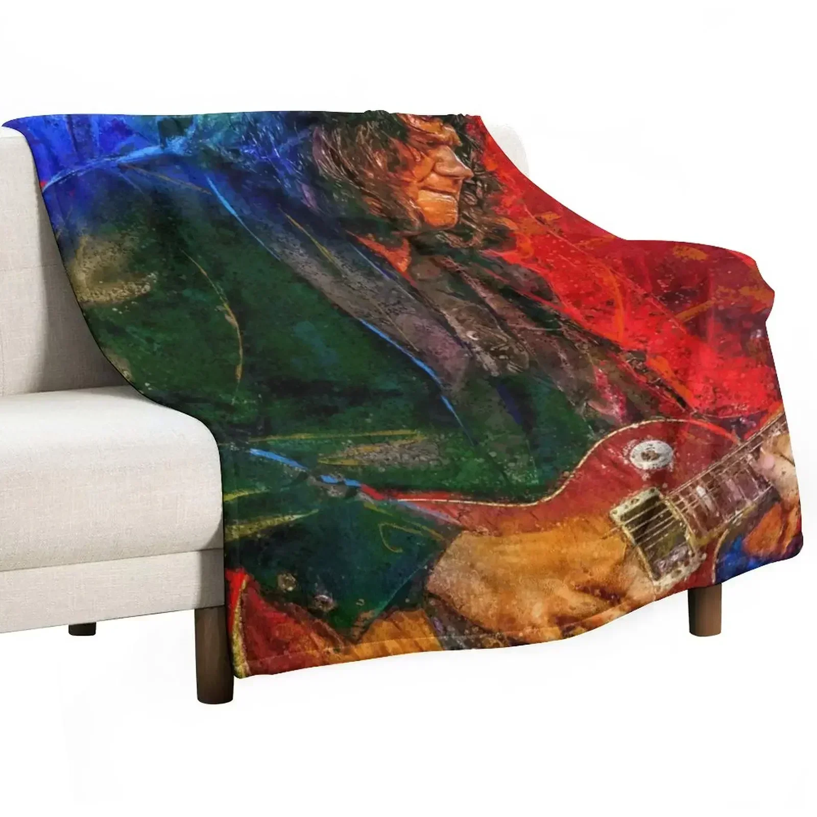 Gary Moore Tribute portrait art Throw Blanket Furrys Custom manga Vintage Blankets