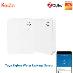 Датчик утечки воды Tuya Zigbee, детектор с оповещением от приложения для умного дома, система охранной сигнализации, защита от перелива