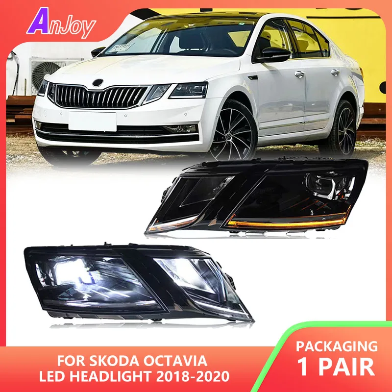 

Car Head Lamp for Skoda Octavia LED Headlight 2018-2020 Headlights Octavia DRL Turn Signal High Beam Angel Eye Projector Lens