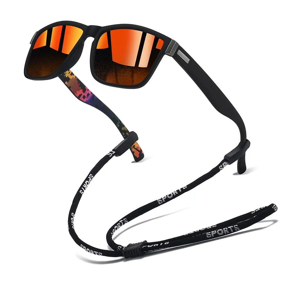 مع سلسلة الموضة الكلاسيكية مربع UV400 النظارات الشمسية الرجال النساء القيادة الصيد الملونة العصرية خفيفة الوزن في الهواء الطلق نظارات