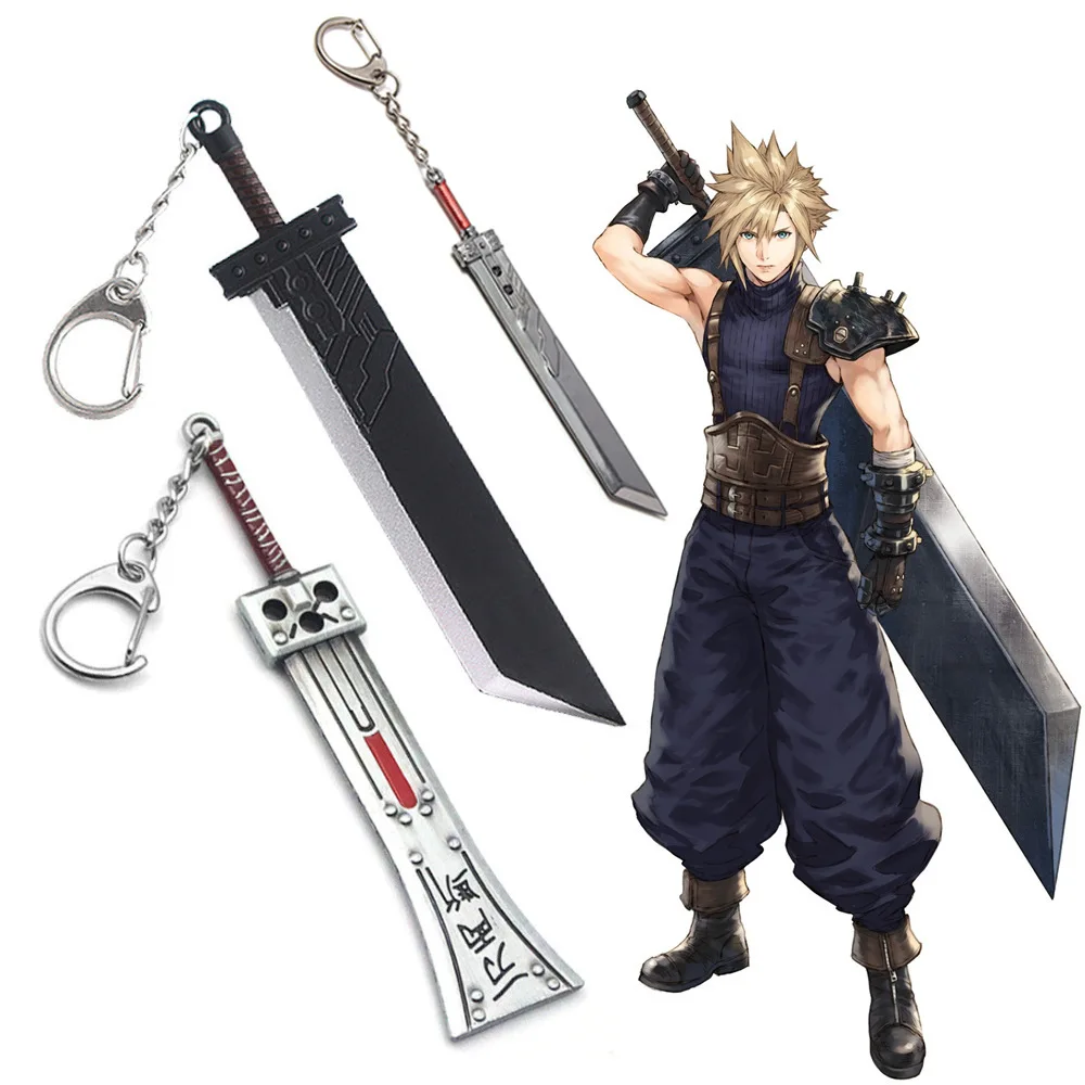 Final Fantasy 7 VII Remake Sword Keychain Cloud Strife Buster Key Chain Keyring Keychains Game Accessories Car Key Ring