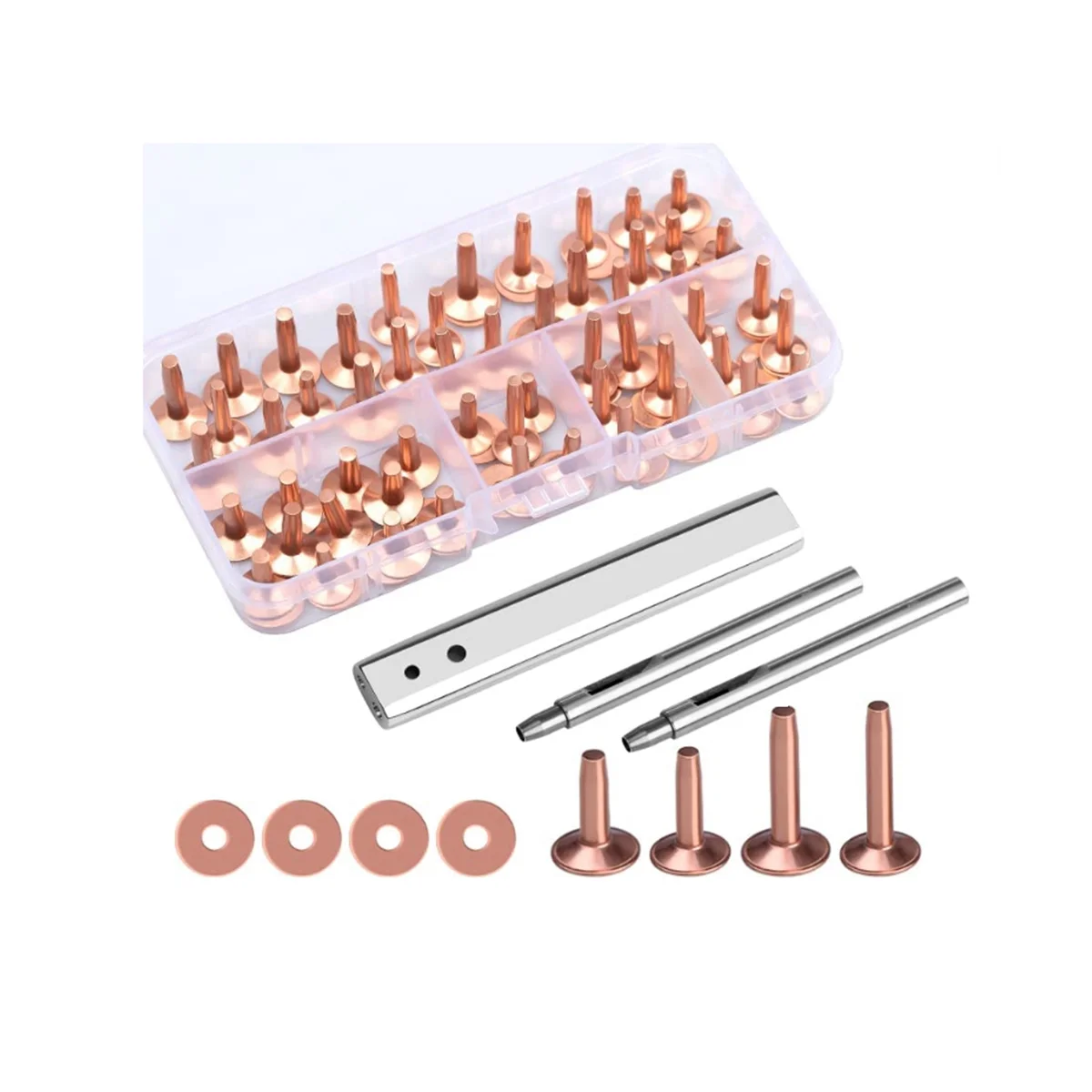 Latão sólido Rust-Proof Studs para couro, rebites de cobre e rebarbas, Pure Copper Rivet Setting Tool