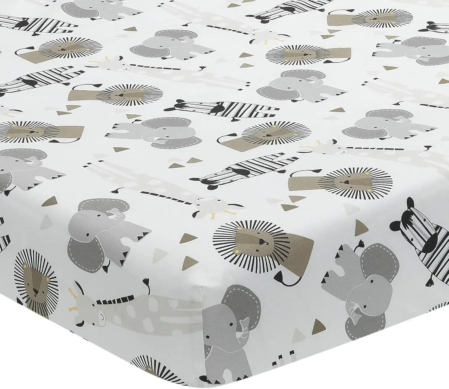 Jungle Safari Tan Gray White Nursery Six Piece Baby Crib Bedding Set