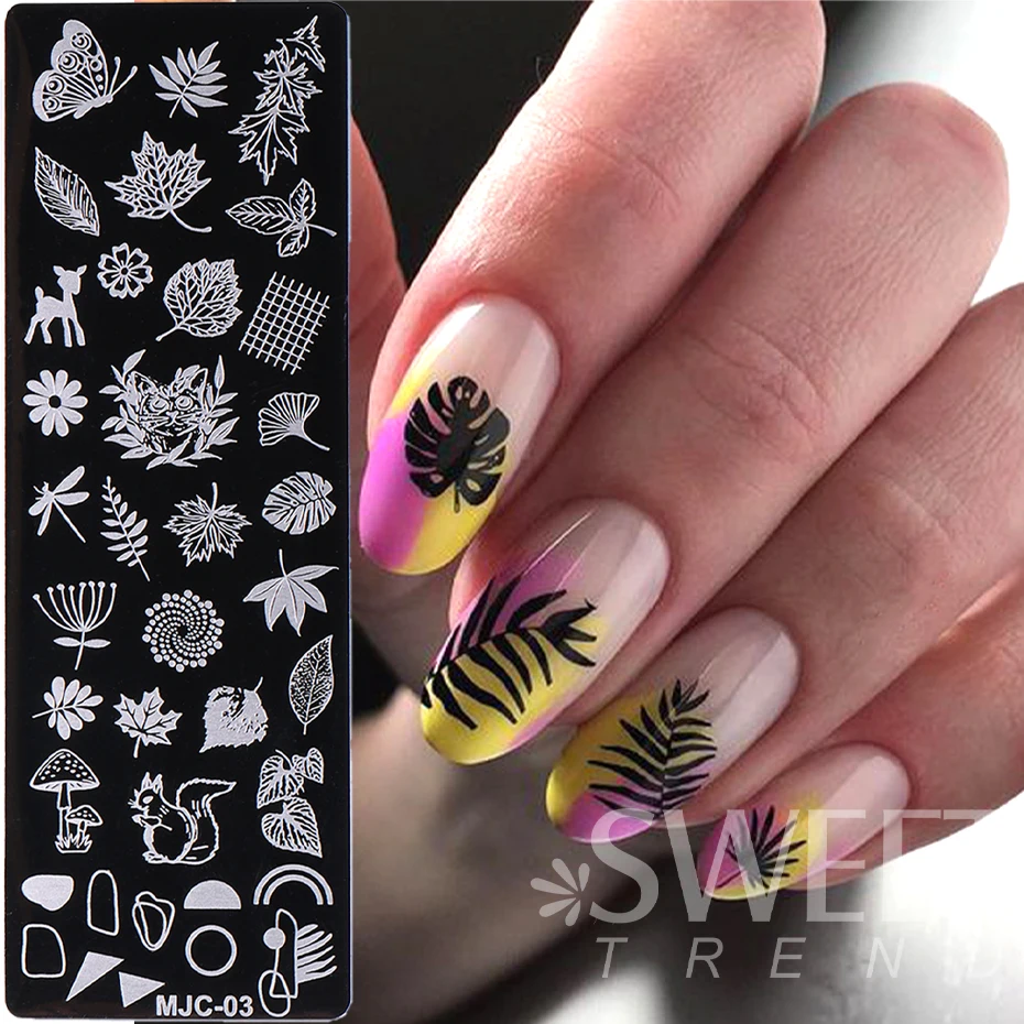 Halloween Spider Web Nail Stamping Plates Heart Maple Leaf Flower Butterfly Bow Y2K Autumn Winter Nail Art Image Stamp Templates