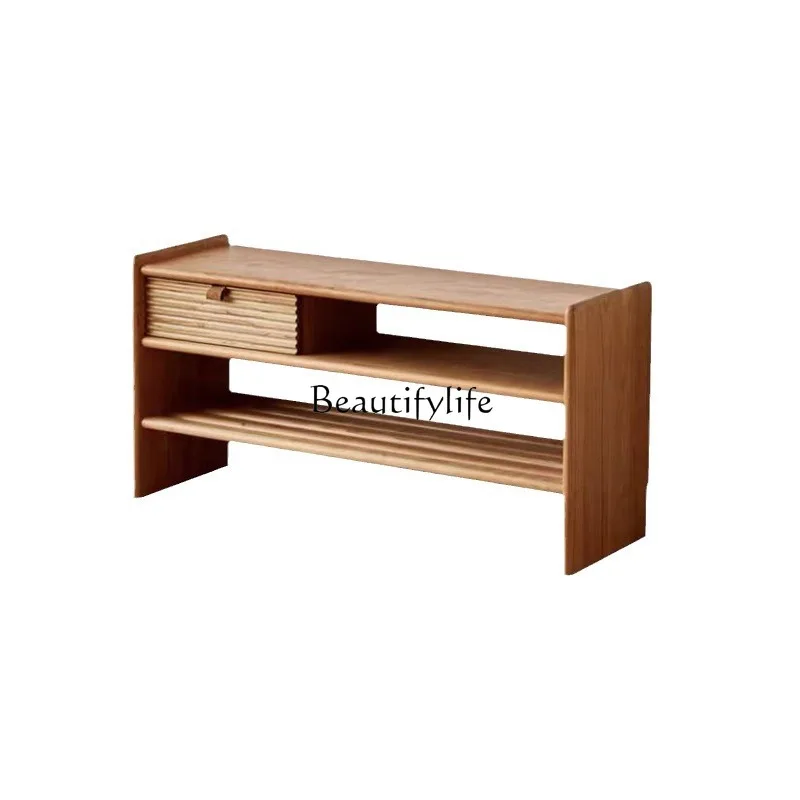 يمكن أن يجلس مقعد تغيير الأحذية من خشب الكرز الشمالي في المنزل، وخزانة أحذية ذات وسادة مقعد وحقيبة ناعمة #5