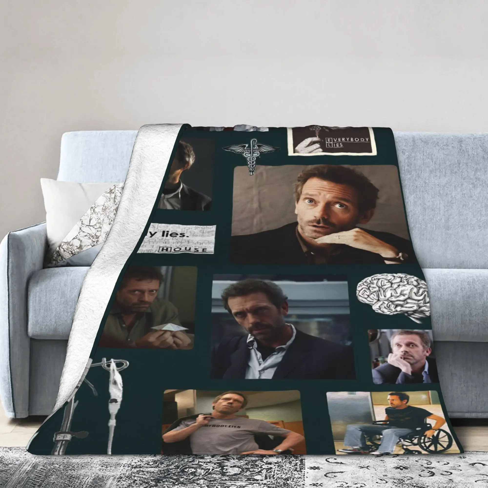 Dr. Gregory House Television Photo Collage Flannel Blanket Soft Warm Throw Blanket for Chair Decorative Bedspread Sofa Bed Cover