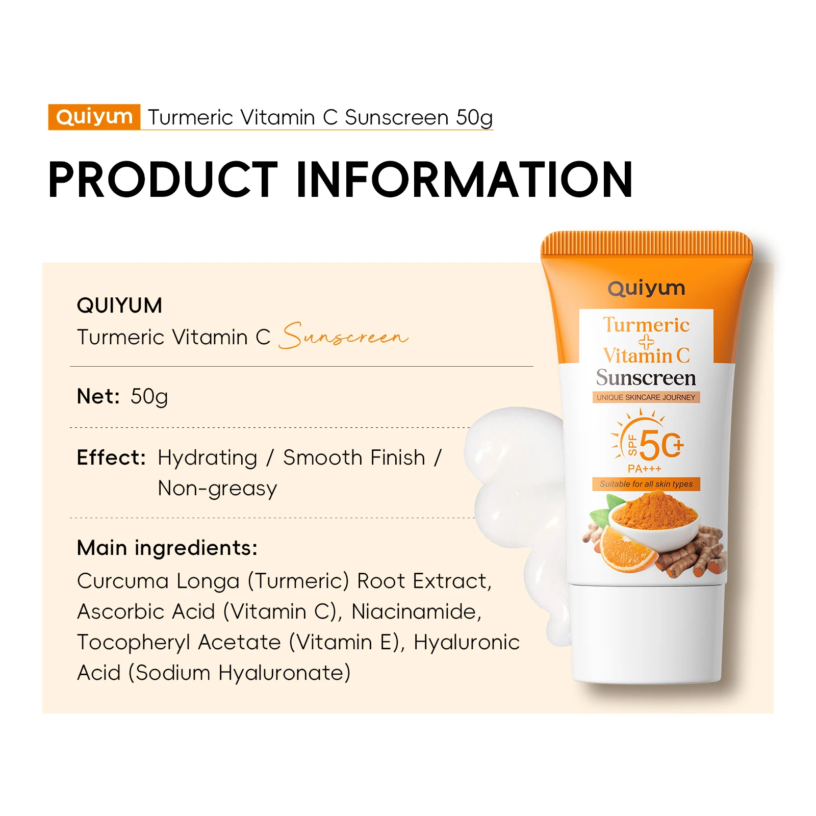Quiyum Turmeric Vitamin C Suns - Spf 50 Sunscreen ulasan dan harga