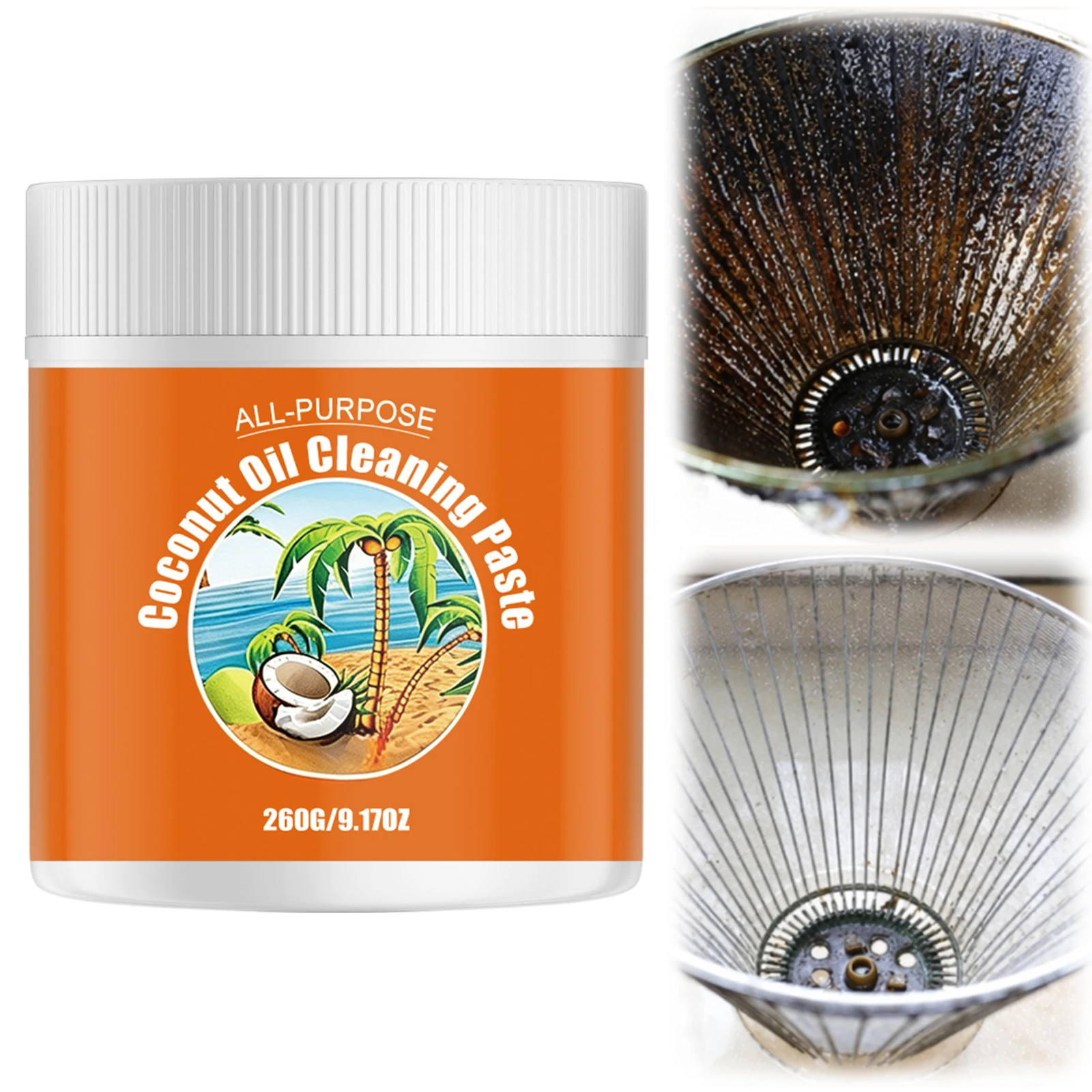 Coconut Oil Cleansing Cream Powerful All Purpose Cleaner Paste Cookware Cleaner Cream for Stove Pot Sink Dishware Polishing