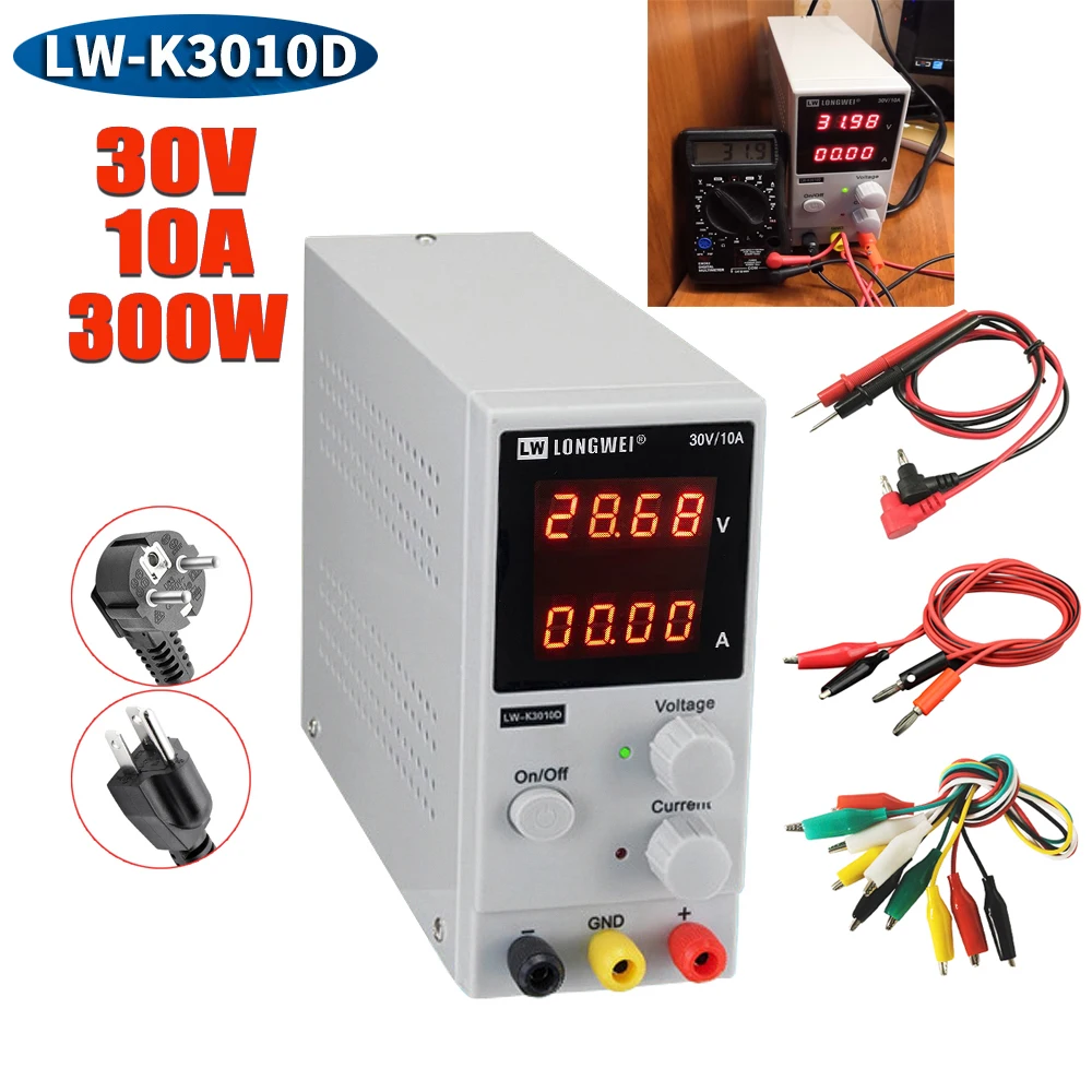 

LW-K3010D DC Power Supply 4 Digit Display 30V 10A High Precision Adjustable Switching Regulator Laboratory Power Supply 110V220V