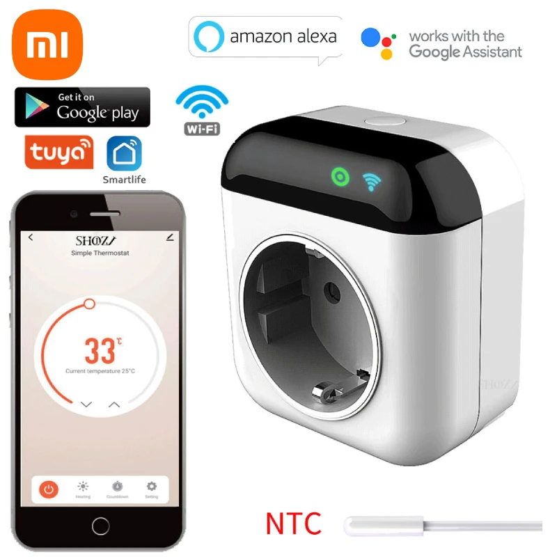 

Programmable Smart Wifi Thermostat Plug Outlet Temperature Controller Wireless Plug-in Socket APP Control Voice Control