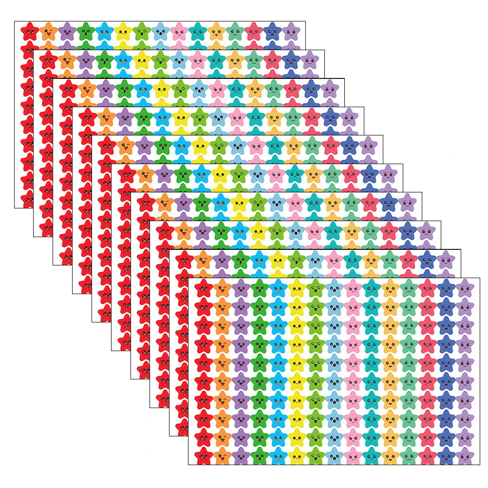 

30 Sheets Reward Five- Shaped Adhesive For Students Motivation Removable Star Decals Classroom Supplies Stickers For