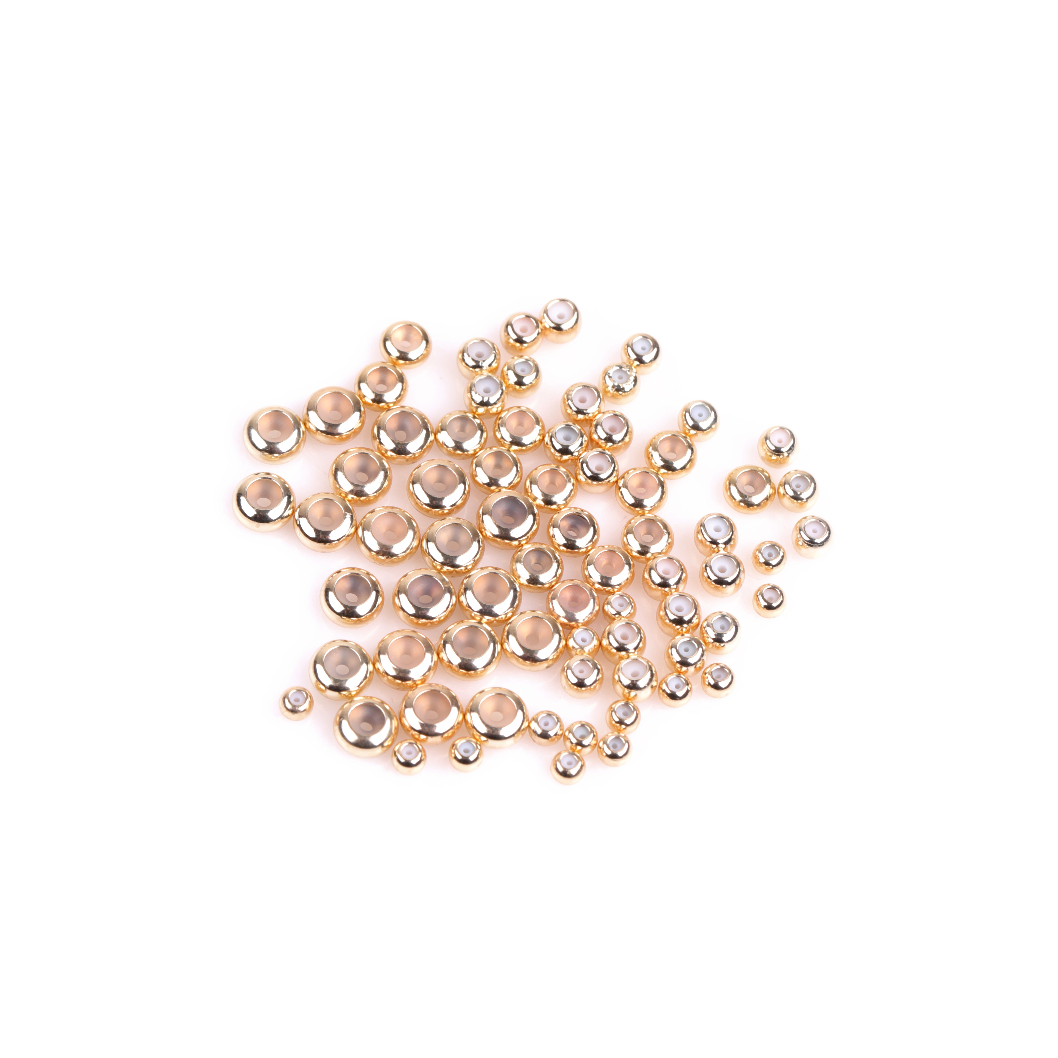 Hypoallergenic 14 Yellow Gold Filled Silica Stopper Crimp Beads For Women Jewelry Making Findings 50 pcs