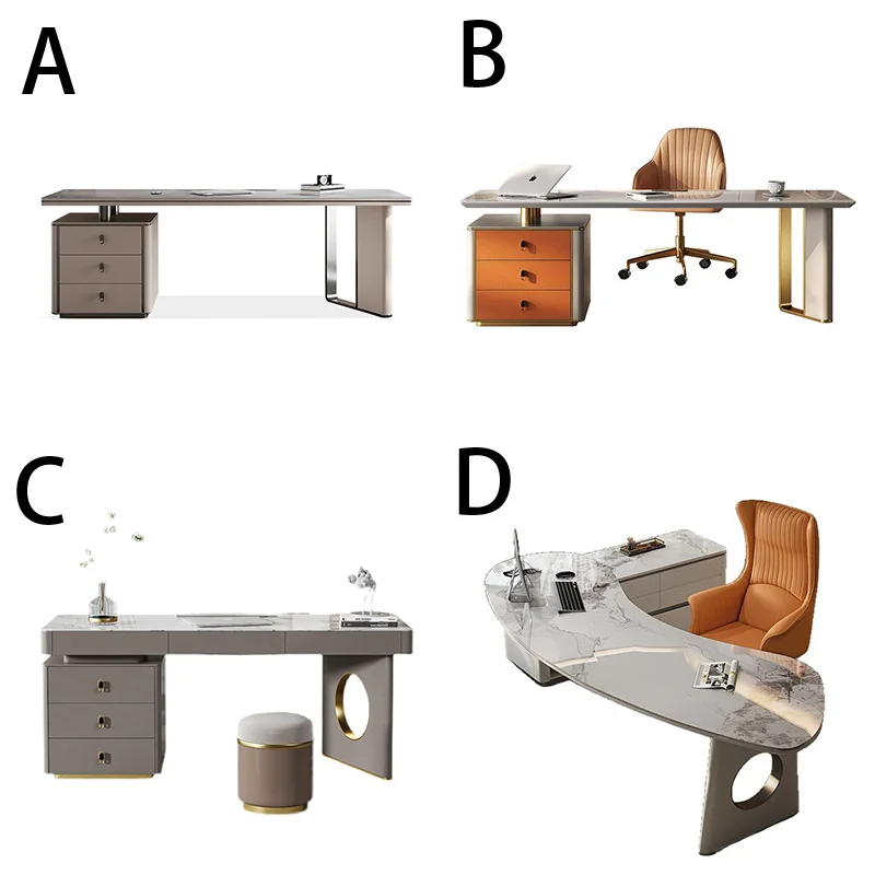 

Итальянский легкий роскошный письменный стол из каменной плиты, небольшая бытовая спальня, современный простой настольный компьютерный стол и комбинированный стол со стулом