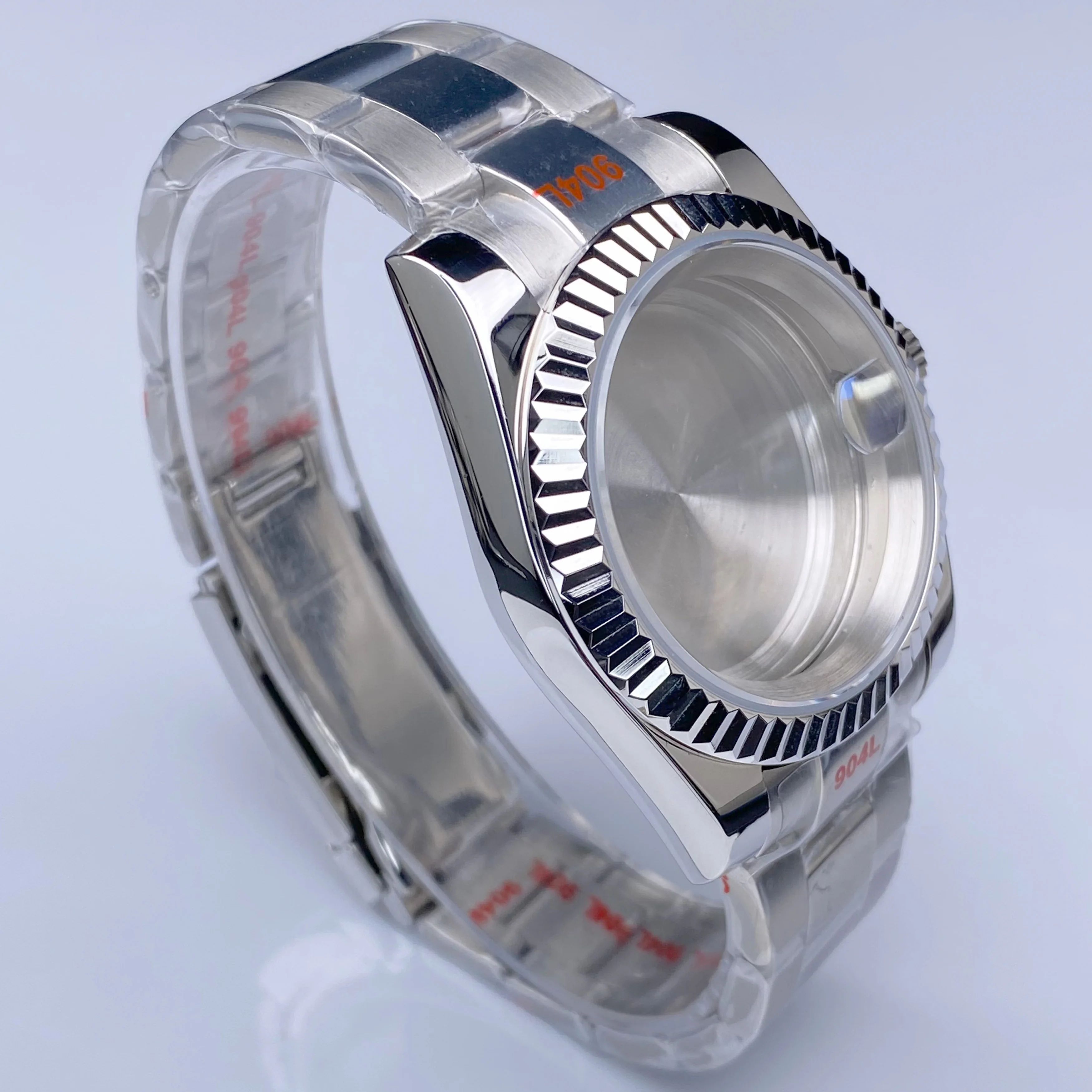 39mm NH35 Case DJ Fluted Bezel Rose Gold Sapphire Glass For Seiko Mod Modification Parts Fit NH35 NH36 Movement Steel Watch Case