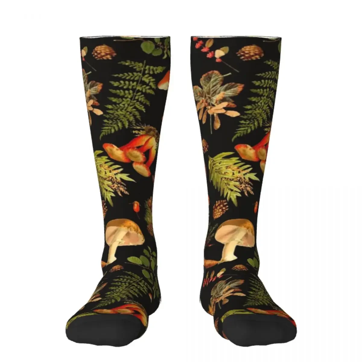 

Vintage toxic mushrooms midnight forest pattern on black Botanical Night Garden Socks crazy heated Toe sports Girl'S Socks Men's