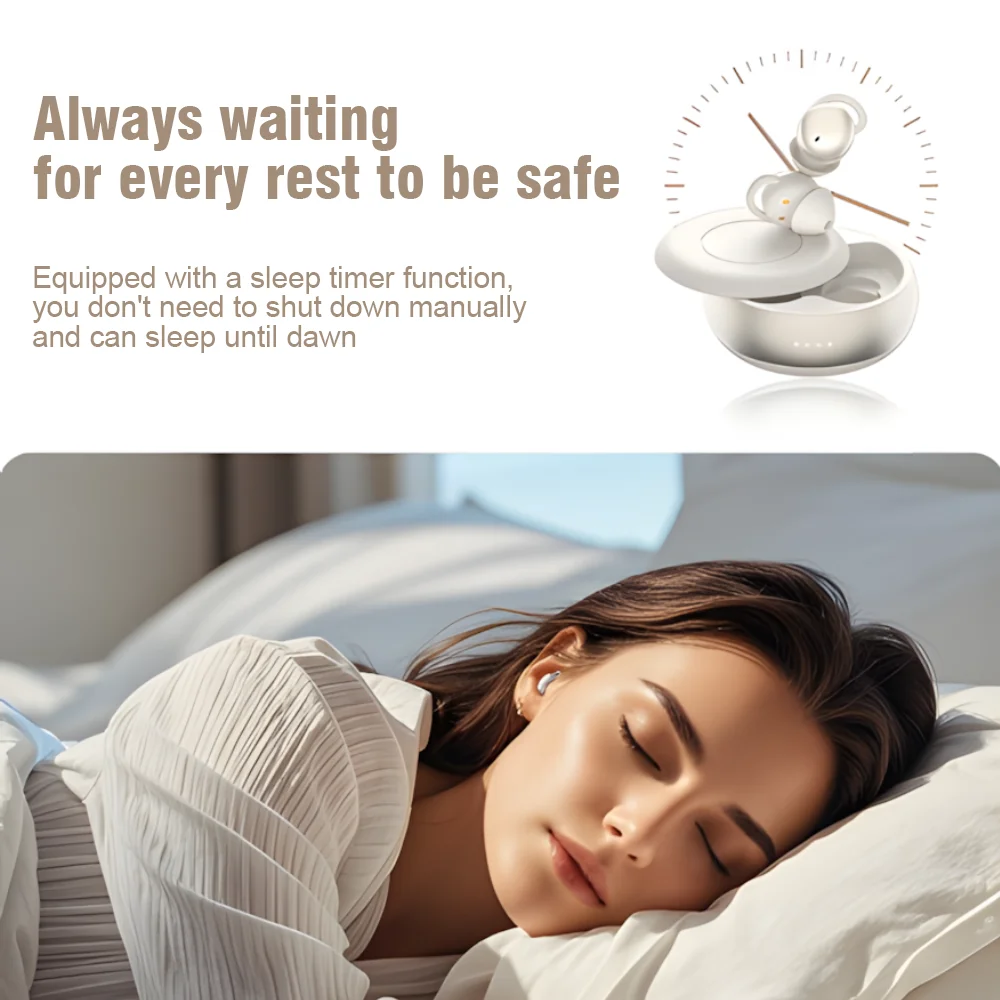 سماعات نوم محمولة من السيليكون الناعم مزودة بتقنية البلوتوث 5.4 صوت خارجي معزول صوت Hifi غامر لارتداء مريح طوال الليل