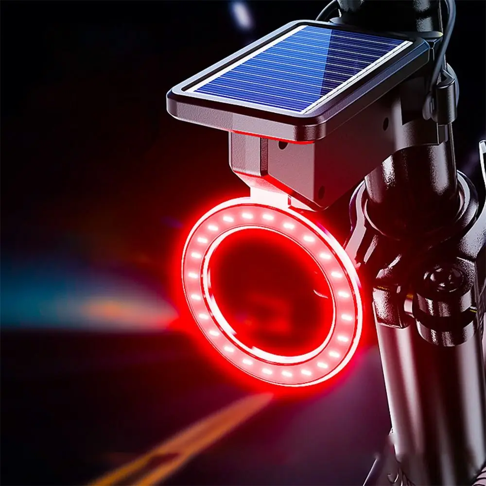 Waterproof Bicycle Brake Tail Light 3 Light Modes High Brightness Bike Rear Lamp Solar Energy Bike Auto Brake Sensing Light