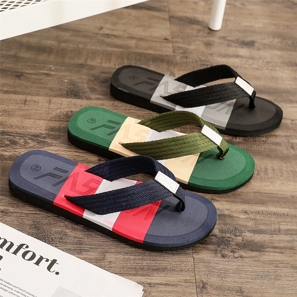 Slippers Men Summer Shoes Flip-flops Men's European Mixed Colors Fashion Trends Outside Wear Beach High Quality Brand Flip Flops